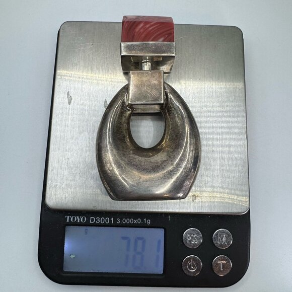 Vintage Sterling Silver Perfume Bottle Red Swirl Acrylic Top Signed Modernist - Picture 11 of 11